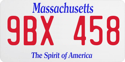 MA license plate 9BX458