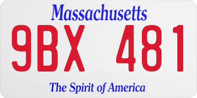 MA license plate 9BX481