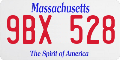 MA license plate 9BX528