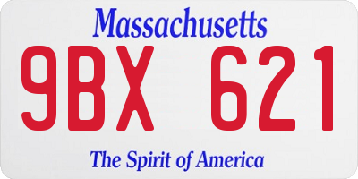 MA license plate 9BX621