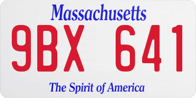 MA license plate 9BX641