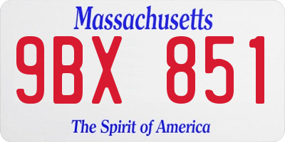 MA license plate 9BX851
