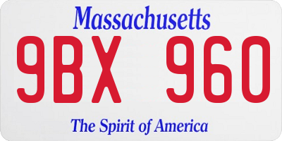 MA license plate 9BX960