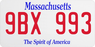 MA license plate 9BX993