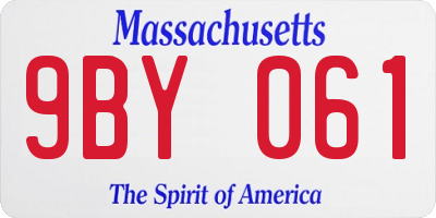 MA license plate 9BY061
