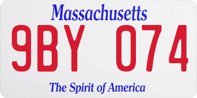 MA license plate 9BY074