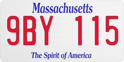 MA license plate 9BY115