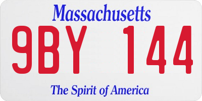 MA license plate 9BY144