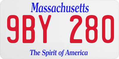 MA license plate 9BY280