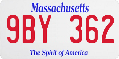 MA license plate 9BY362