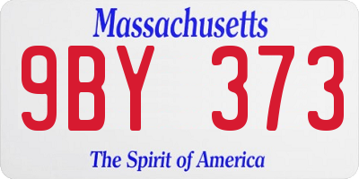 MA license plate 9BY373