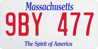MA license plate 9BY477
