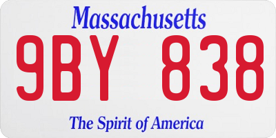 MA license plate 9BY838