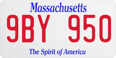 MA license plate 9BY950