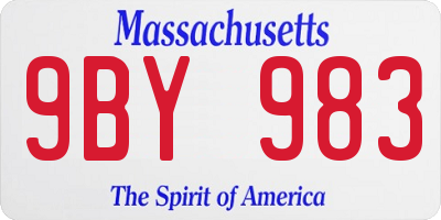 MA license plate 9BY983
