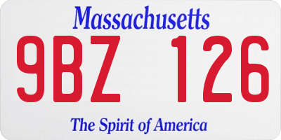 MA license plate 9BZ126