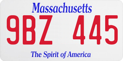 MA license plate 9BZ445