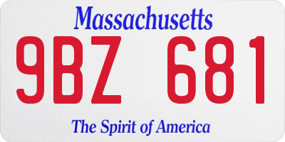 MA license plate 9BZ681