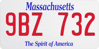 MA license plate 9BZ732