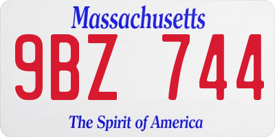 MA license plate 9BZ744