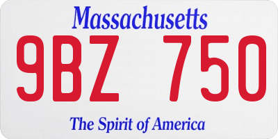 MA license plate 9BZ750
