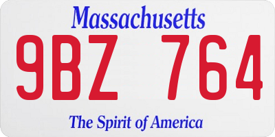 MA license plate 9BZ764