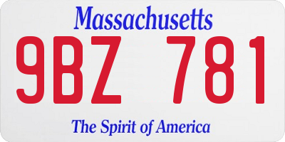 MA license plate 9BZ781