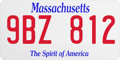 MA license plate 9BZ812