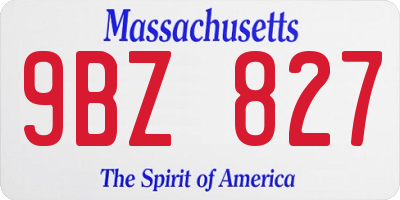 MA license plate 9BZ827
