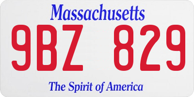 MA license plate 9BZ829