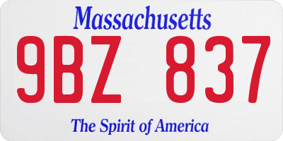 MA license plate 9BZ837