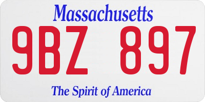 MA license plate 9BZ897