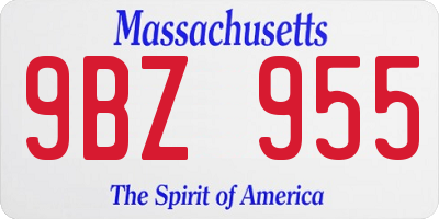 MA license plate 9BZ955