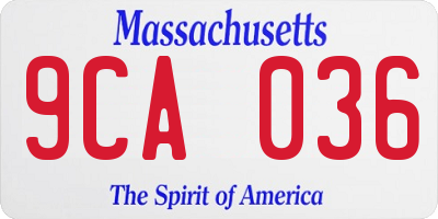 MA license plate 9CA036