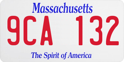MA license plate 9CA132