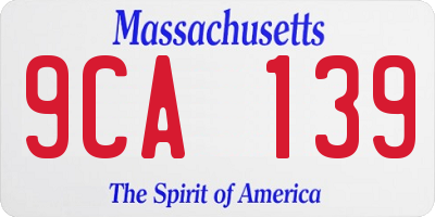 MA license plate 9CA139