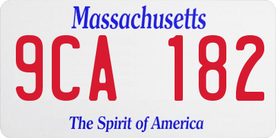MA license plate 9CA182