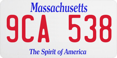 MA license plate 9CA538