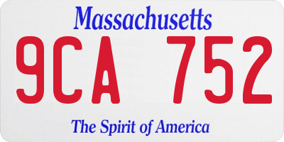 MA license plate 9CA752