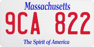 MA license plate 9CA822