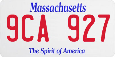 MA license plate 9CA927
