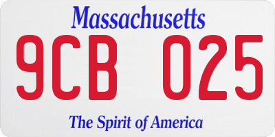 MA license plate 9CB025