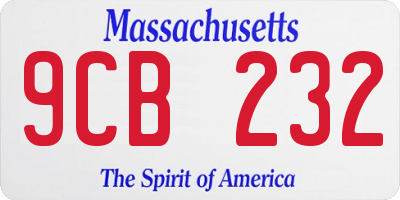 MA license plate 9CB232