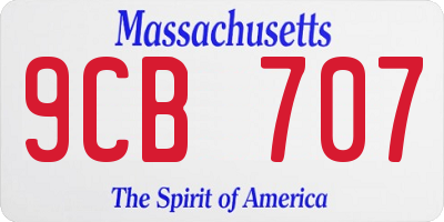 MA license plate 9CB707