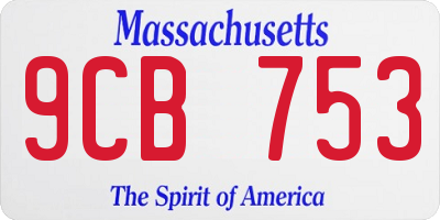 MA license plate 9CB753