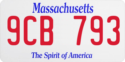 MA license plate 9CB793