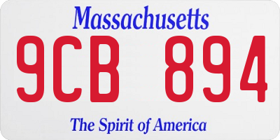 MA license plate 9CB894