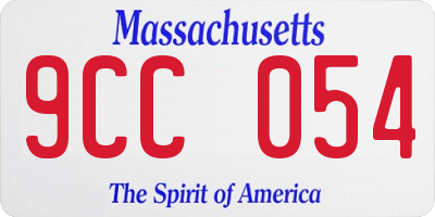 MA license plate 9CC054