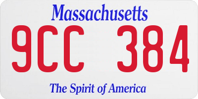 MA license plate 9CC384