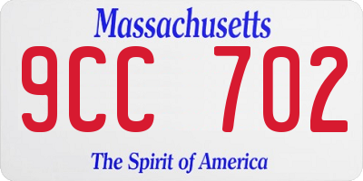 MA license plate 9CC702
